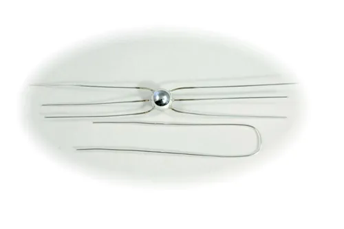 Lataperle 12 mm, 8 prongs 60 mm - silver (2 pcs)