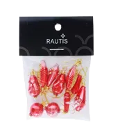 Set of red mini ornaments (10 pcs)