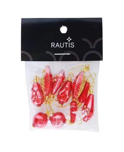 Set of red mini ornaments (10 pcs)