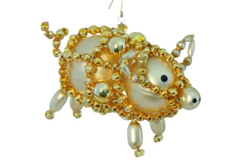 Golden piggy bank - Christmas ornament