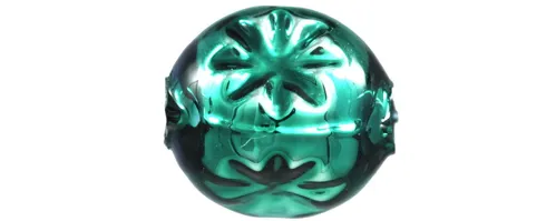 F343 - stone with flower - shiny green (30 pcs)