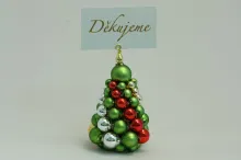 Christmas tree with a spiral for a name tag - beaded ornament