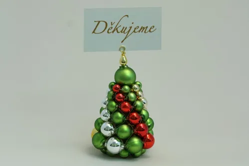 Christmas tree with a spiral for a name tag - beaded ornament